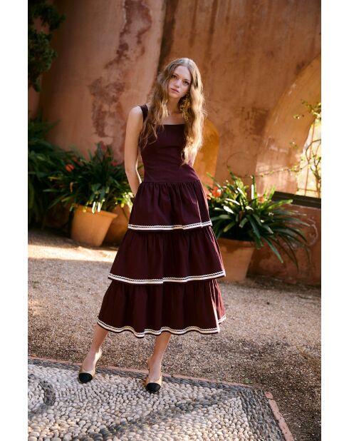 Burgunderfarbenes Baumwollkleid Clo Algodon