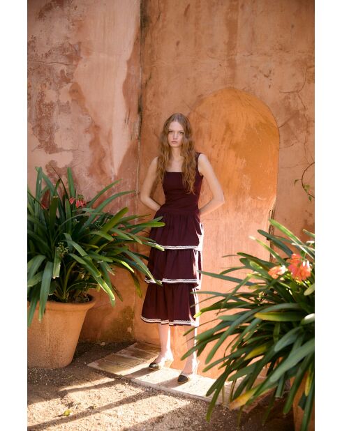 Burgunderfarbenes Baumwollkleid Clo Algodon