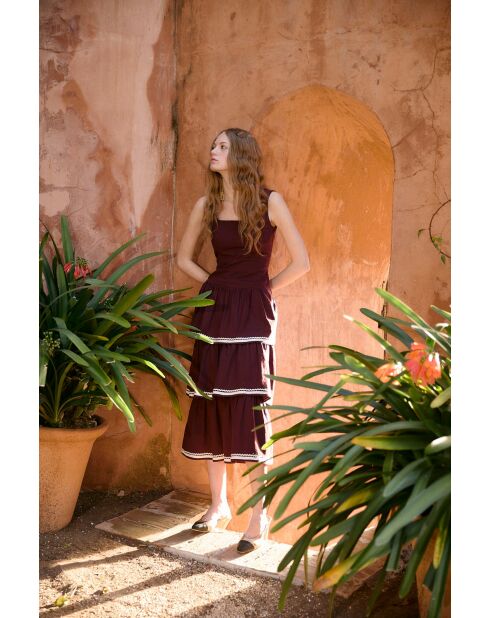 Burgunderfarbenes Baumwollkleid Clo Algodon