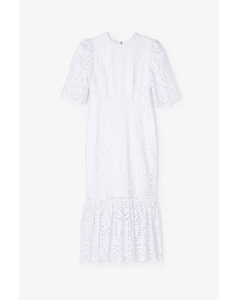 Ecrufarbenes Baumwollkleid Leyre Troquelado