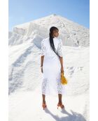 Ecrufarbenes Baumwollkleid Leyre Troquelado