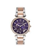 Montre Parker MK6108 chronographe en acier grise, bracelet rose