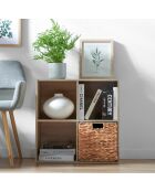 Mobile Compo a 4 vani con decoro in legno chiaro - H.61,5 cm