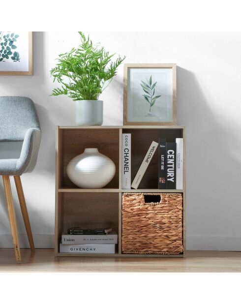 Mobile Compo a 4 vani con decoro in legno chiaro - H.61,5 cm