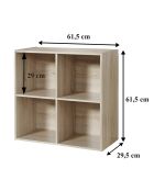 Mobile Compo a 4 vani con decoro in legno chiaro - H.61,5 cm