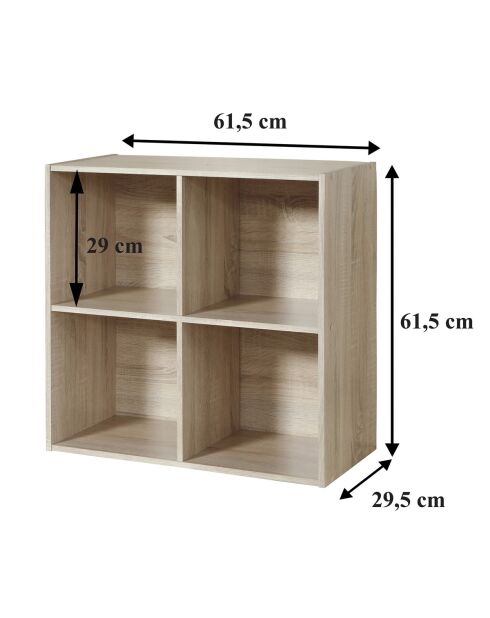 Mobile Compo a 4 vani con decoro in legno chiaro - H.61,5 cm