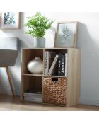 Mobile Compo a 4 vani con decoro in legno chiaro - H.61,5 cm