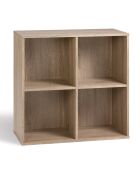 Mobile Compo a 4 vani con decoro in legno chiaro - H.61,5 cm
