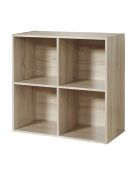 Mobile Compo a 4 vani con decoro in legno chiaro - H.61,5 cm