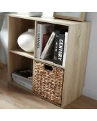 Mobile Compo a 4 vani con decoro in legno chiaro - H.61,5 cm