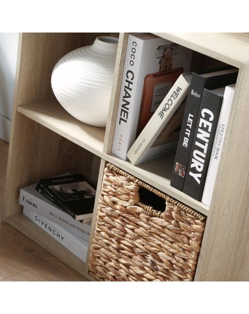 Mobile Compo a 4 vani con decoro in legno chiaro - H.61,5 cm