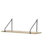 Wandregal im Industriestil in hellem Holz und schwarzen Farben - L.60 cm