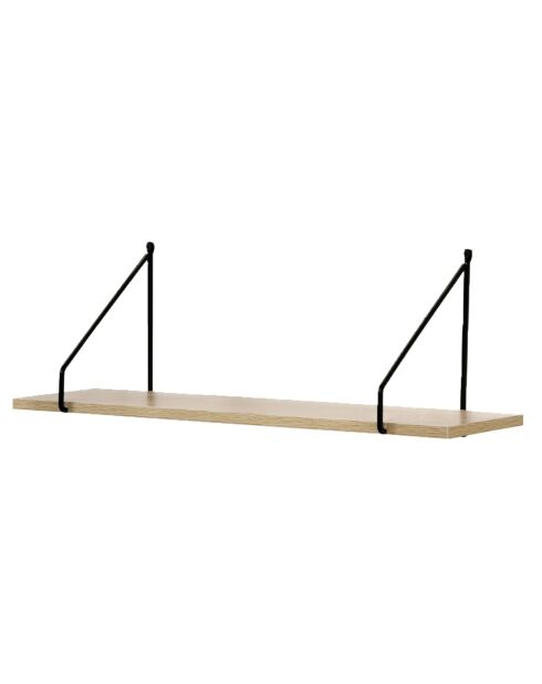 Wandregal im Industriestil in hellem Holz und schwarzen Farben - L.60 cm