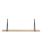 Wandregal im Industriestil in hellem Holz und schwarzen Farben - L.60 cm