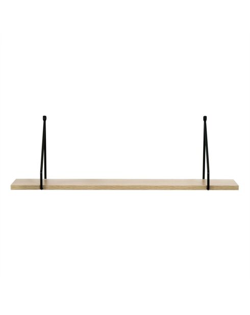Wandregal im Industriestil in hellem Holz und schwarzen Farben - L.60 cm