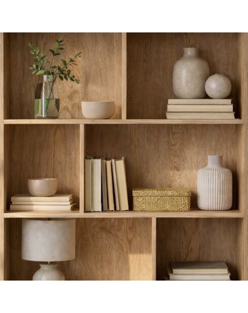 Bücherregal Jaya mit 6 Fächern und 2 Türen aus natürlichem Rattan - H.175 cm