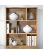 Bücherregal Jaya mit 6 Fächern und 2 Türen aus natürlichem Rattan - H.175 cm