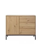 Cómoda Lenny de 1 puerta y 3 cajones, decoración de roble, 90 cm de largo x 80 cm de alto