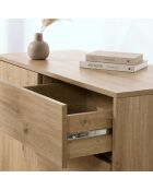 Cómoda Lenny de 1 puerta y 3 cajones, decoración de roble, 90 cm de largo x 80 cm de alto