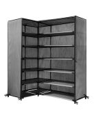 Eckschuhschrank aus Vlies und Metall in den Farben Dunkelgrau und Schwarz - H.107 cm