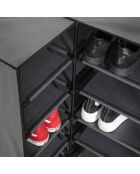 Eckschuhschrank aus Vlies und Metall in den Farben Dunkelgrau und Schwarz - H.107 cm
