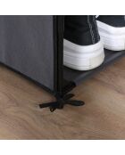 Eckschuhschrank aus Vlies und Metall in den Farben Dunkelgrau und Schwarz - H.107 cm