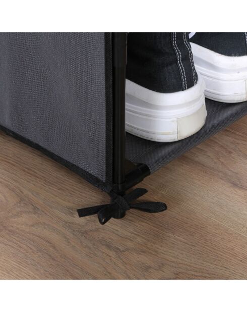 Eckschuhschrank aus Vlies und Metall in den Farben Dunkelgrau und Schwarz - H.107 cm