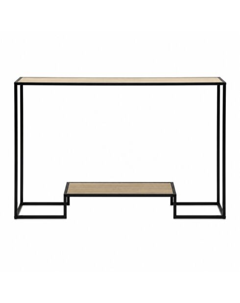 Console moderne 2 niveaux décor chêne - L.120 cm