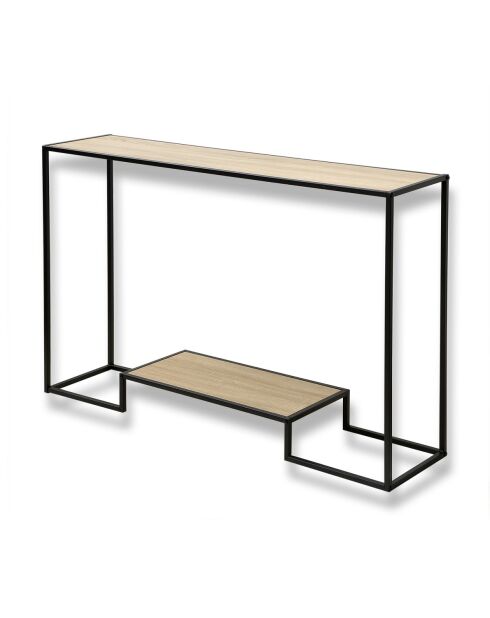 Console moderne 2 niveaux décor chêne - L.120 cm