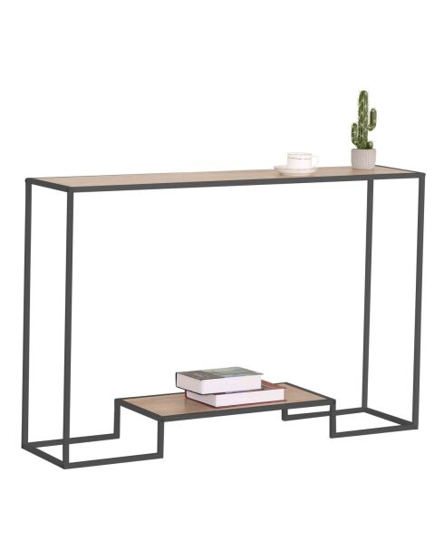 Console moderne 2 niveaux décor chêne - L.120 cm