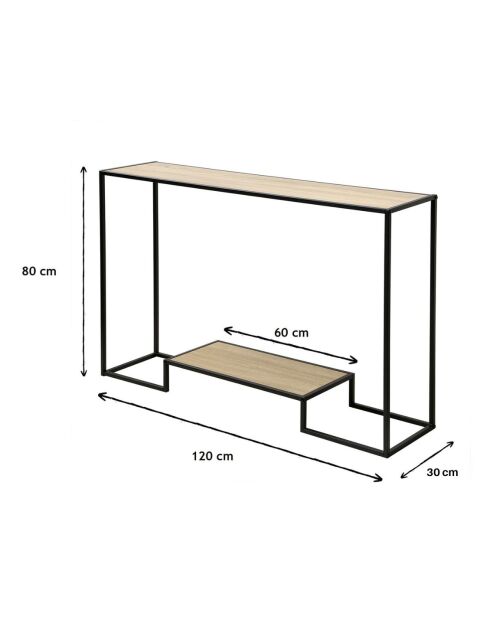 Console moderne 2 niveaux décor chêne - L.120 cm