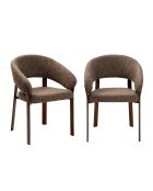 Lot de 2 chaises Lara en tissu marron chiné, pieds effet noyer - L.58 cm