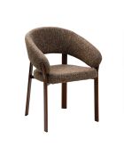 Lot de 2 chaises Lara en tissu marron chiné, pieds effet noyer - L.58 cm