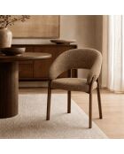 Lot de 2 chaises Lara en tissu marron chiné, pieds effet noyer - L.58 cm