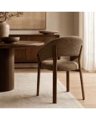 Lot de 2 chaises Lara en tissu marron chiné, pieds effet noyer - L.58 cm