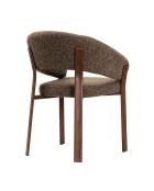 Lot de 2 chaises Lara en tissu marron chiné, pieds effet noyer - L.58 cm