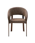 Lot de 2 chaises Lara en tissu marron chiné, pieds effet noyer - L.58 cm