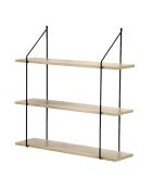 Estantería de pared de 3 niveles con decoración de madera - L.60 cm