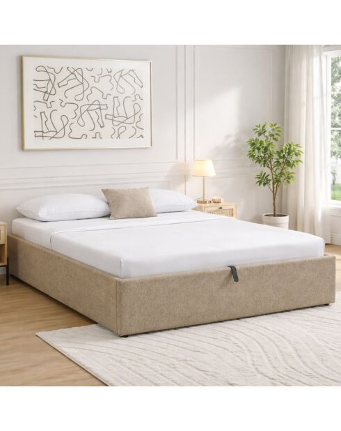 Cassettiera Zia in tessuto screziato marrone - 160 x 200 cm