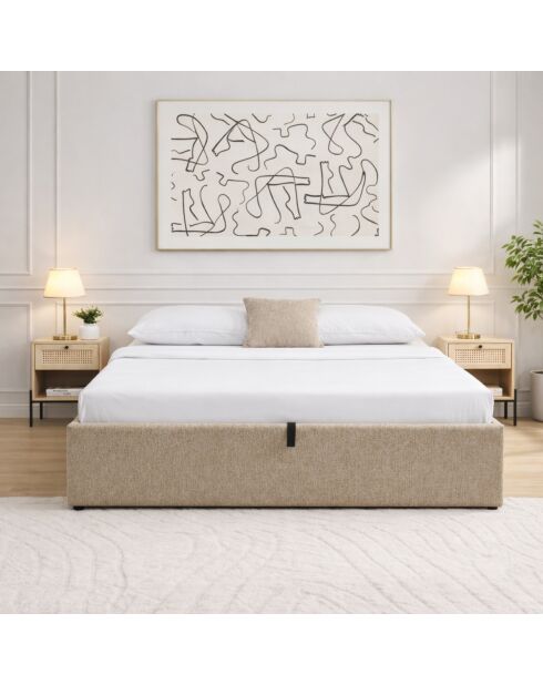 Cassettiera Zia in tessuto screziato marrone - 160 x 200 cm
