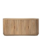 Aparador Achille con 4 puertas efecto roble, fachadas de lamas redondeadas - L.160 cm