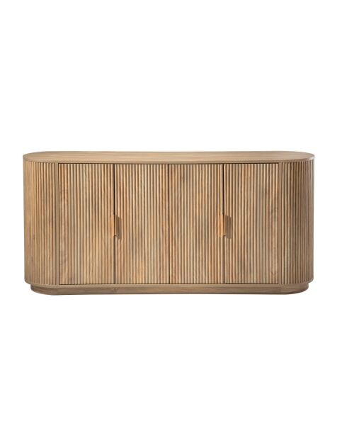 Aparador Achille con 4 puertas efecto roble, fachadas de lamas redondeadas - L.160 cm