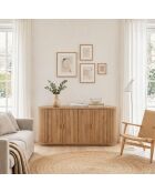 Aparador Achille con 4 puertas efecto roble, fachadas de lamas redondeadas - L.160 cm