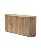 Aparador Achille con 4 puertas efecto roble, fachadas de lamas redondeadas - L.160 cm