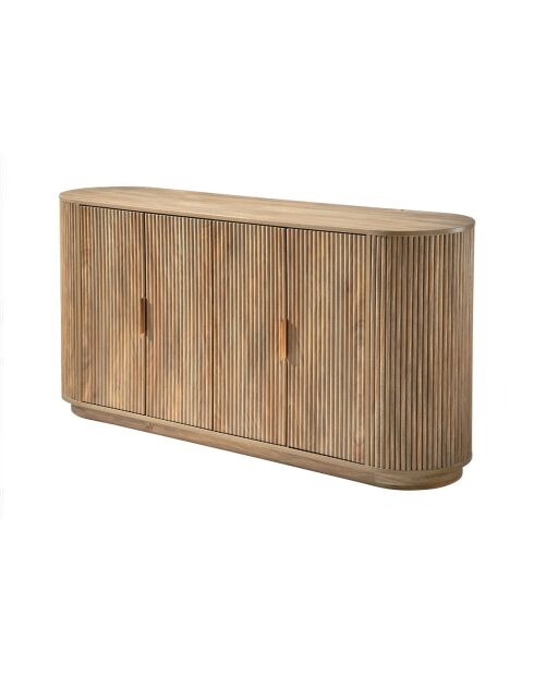 Aparador Achille con 4 puertas efecto roble, fachadas de lamas redondeadas - L.160 cm