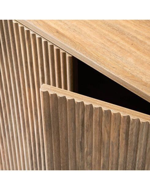 Aparador Achille con 4 puertas efecto roble, fachadas de lamas redondeadas - L.160 cm