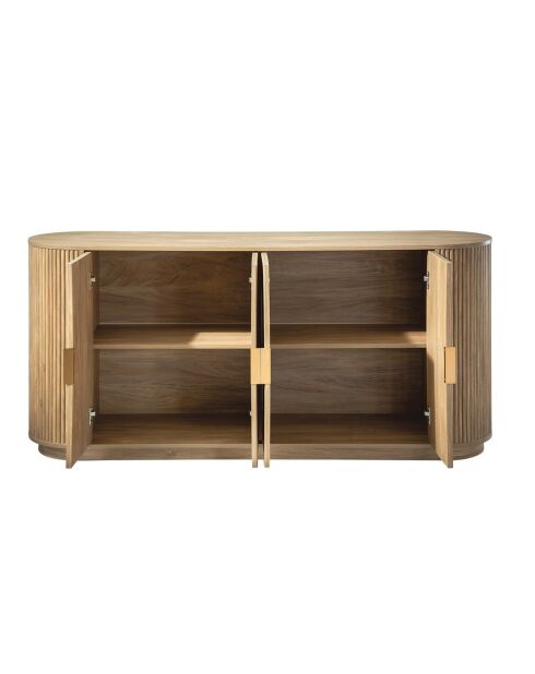 Aparador Achille con 4 puertas efecto roble, fachadas de lamas redondeadas - L.160 cm