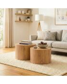 Set de 2 mesas de café redondas apilables Maia con decoración de madera clara