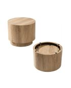 Set de 2 mesas de café redondas apilables Maia con decoración de madera clara