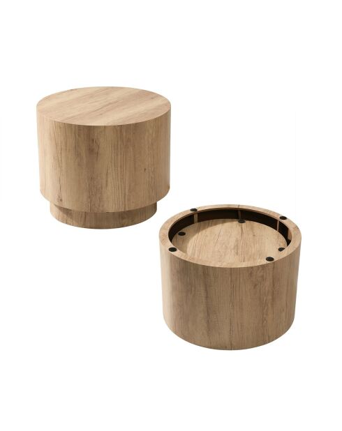 Lot de 2 tables basses Maia rondes empilables décor bois clair